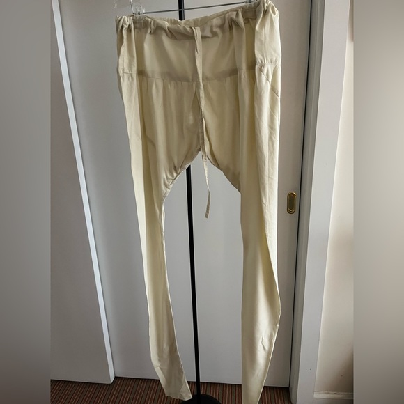 Yoga harem long tights pants chooridaar style drawstring handcrafted Ivory color - Picture 2 of 6